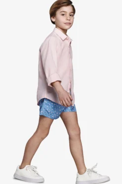 KIDS Pink relaxed linen blend shirt