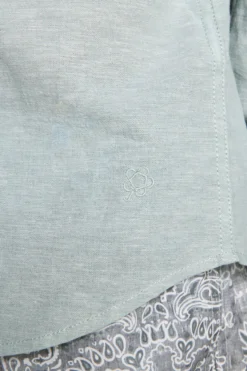 KIDS Sage relaxed linen blend shirt