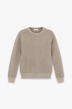 KIDS Taupe rice stitch crewneck sweater