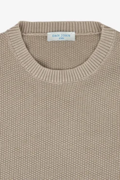 KIDS Taupe rice stitch crewneck sweater