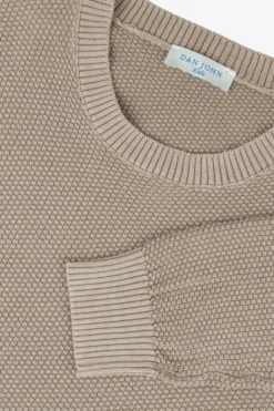 KIDS Taupe rice stitch crewneck sweater