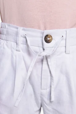 KIDS White linen blend drawstring pants