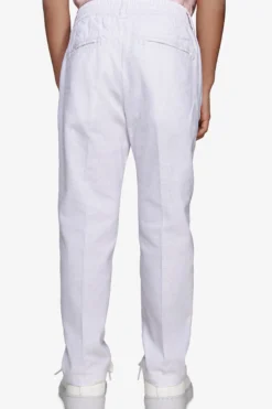 KIDS White linen blend drawstring pants