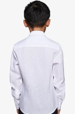 KIDS White relaxed linen blend shirt