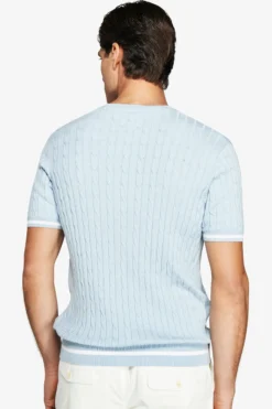 Light blue braided crewneck sweater