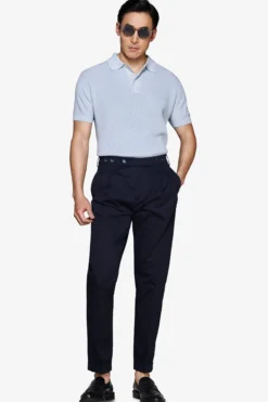 Light blue corn stitch polo shirt
