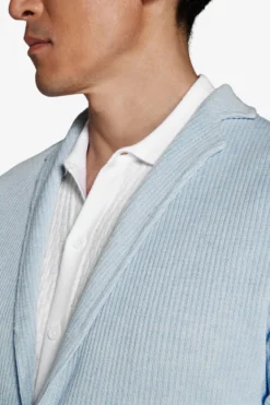 Light blue English rib knit blazer