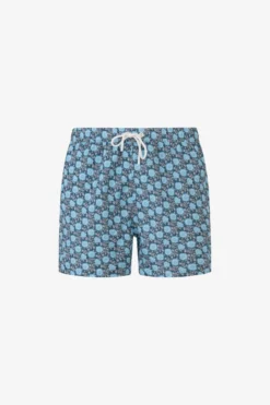 Light blue floral print swim trunks