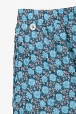 Light blue floral print swim trunks