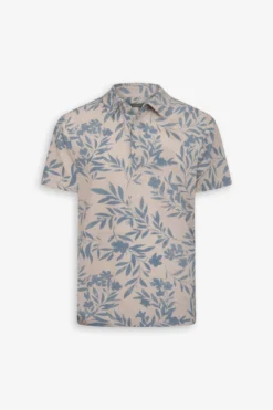 Light blue flower pattern piquet polo shirt