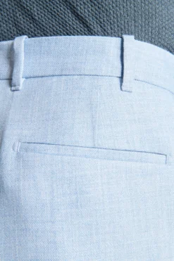 Light blue linen blend Bermuda shorts with pleats