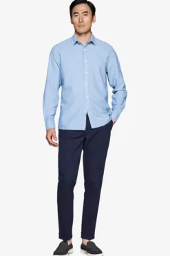 Light blue linen blend relaxed shirt