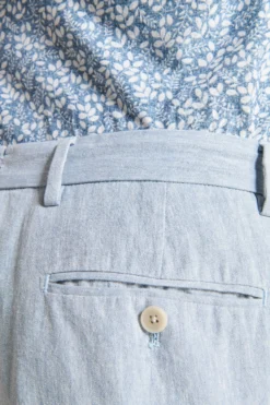 Light blue linen blend slub trousers