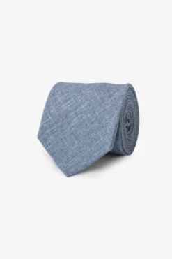 Light blue linen blend tie