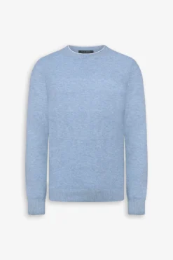 Light blue melange effect crewneck sweater