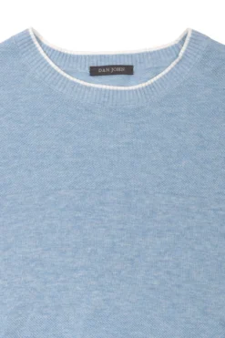 Light blue melange effect crewneck sweater