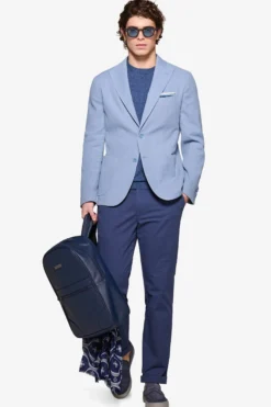 Light blue peak lapel textured blazer