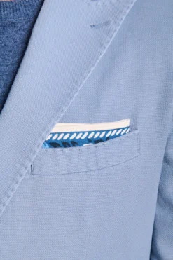 Light blue peak lapel textured blazer