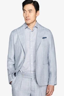 Light blue pinstripe suit blazer