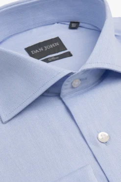 Light blue slim piquet cufflink shirt