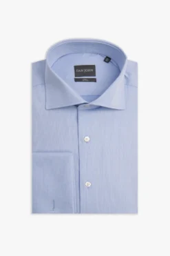 Light blue slim piquet cufflink shirt