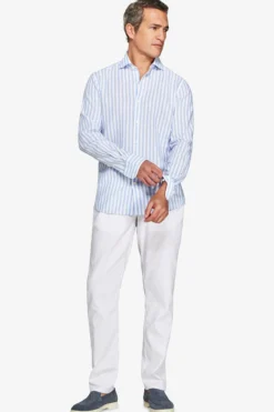 Light blue striped slim shirt