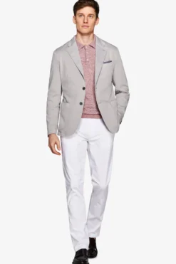 Light gray garment-dyed textured slim blazer