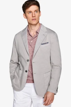 Light gray garment-dyed textured slim blazer