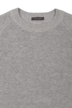 Light gray ribbed crewneck sweater