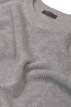 Light gray ribbed crewneck sweater
