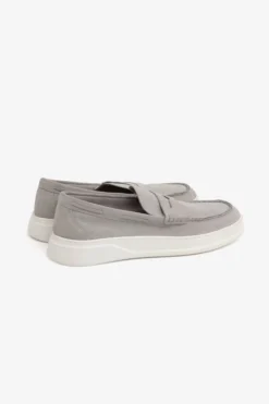 Light gray suede loafers