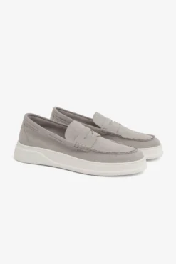 Light gray suede loafers