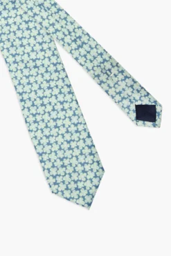 Mint jacquard tie with floral pattern