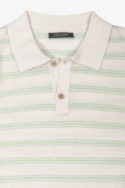 Mint knit polo shirt with stripes