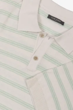 Mint knit polo shirt with stripes