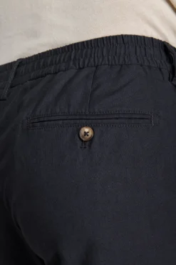 Navy blue linen blend drawstring pants