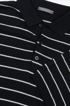 Navy contrasting stripes knit polo shirt