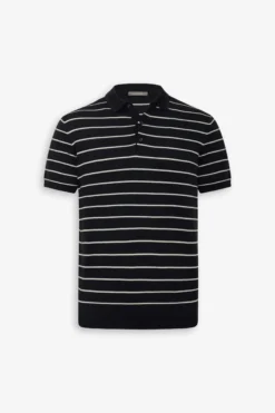 Navy contrasting stripes knit polo shirt