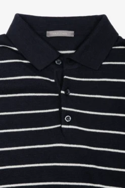 Navy contrasting stripes knit polo shirt