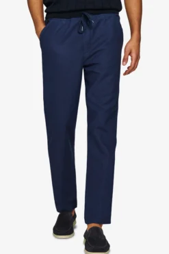 Navy textured drawstring trousers