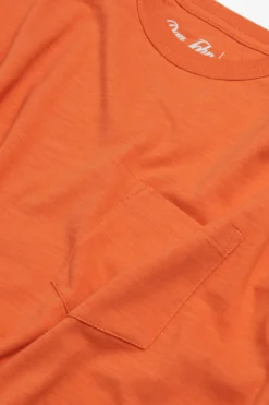Orange crew-neck T-shirt with chest pocket