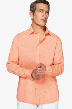 Orange linen blend relaxed shirt