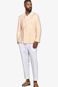 Peach Herringbone double-breasted blazer