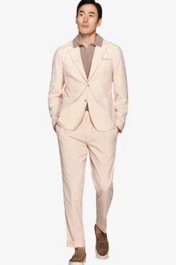 Peach slub canvas suit blazer