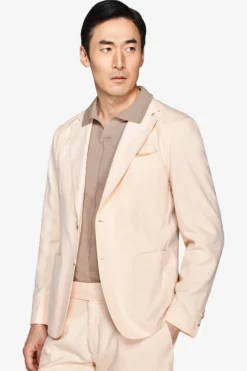 Peach slub canvas suit blazer