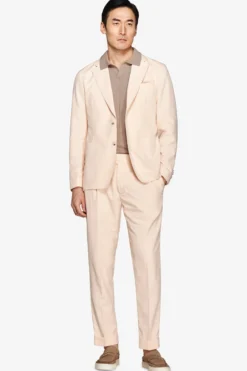 Peach slub canvas suit blazer