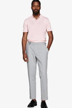 Pink cotton basic knit polo shirt