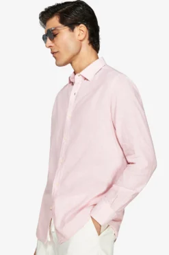 Pink linen blend relaxed shirt