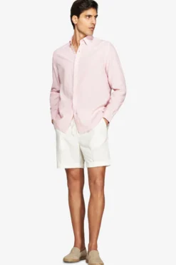 Pink linen blend relaxed shirt