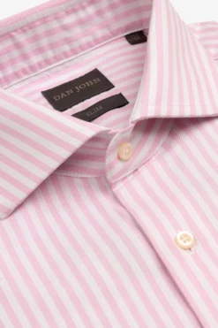 Pink textured striped slim shirt
